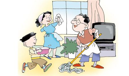 办公室打扫卫生漫画_办公室装修:春节大扫除别